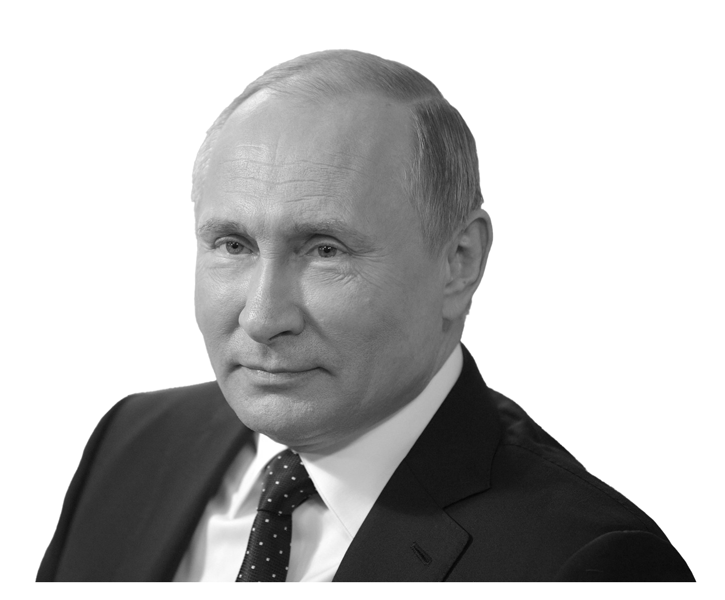 Vladimir Putin looking pleased with his far-right besties